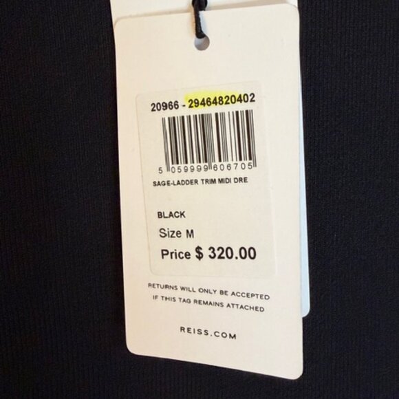 Reiss Sage ladder trim black knit long sleeve dress, size M NWT - Picture 6 of 7